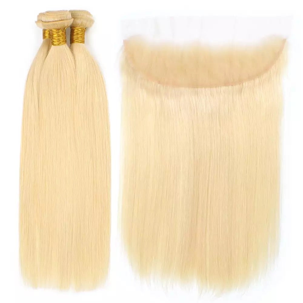 Russian blonde ‘straight’ lace frontal bundle deal