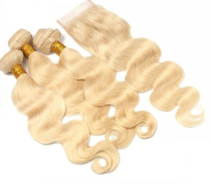 Russian blonde ‘body wave’ lace closure bundle deal